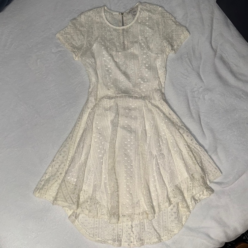 2010s American Rag Cie high-low eggshell lace cocktail dress Size Juniors M
